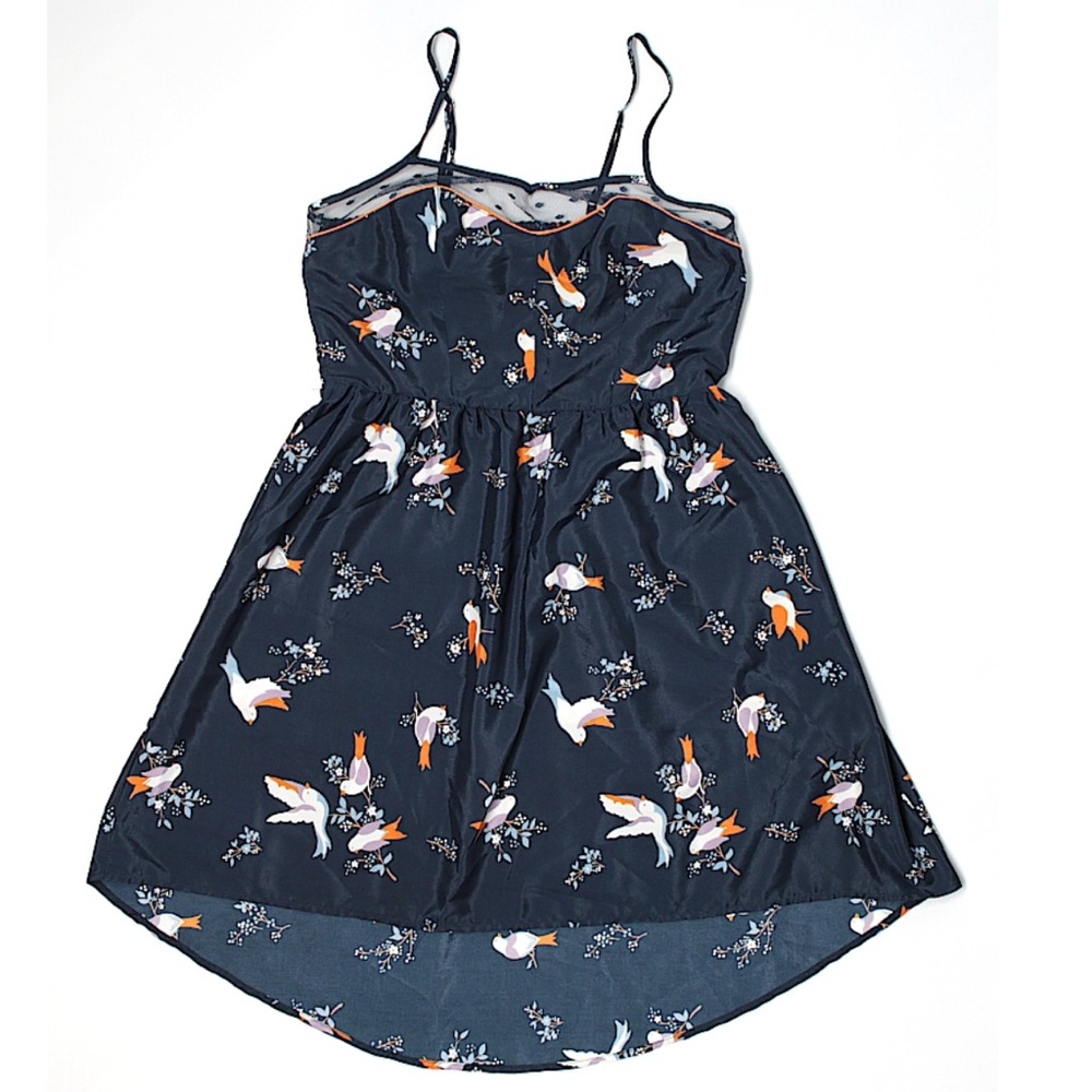 Xhilaration Navy Blue Dress with Bird Print